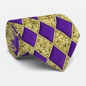 Paars Diamond Gold-sequins Pattern Mardi Gras Stro Stropdas (Opgerold)