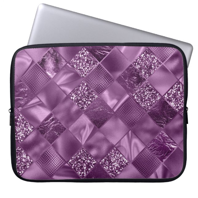 PAARS DIAMOND SHIMMER DIAMOND PATROON LAPTOP SLEEVE (Voorkant)