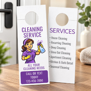 Paars Dienst Huis Schoonmaak Service Deurhanger
