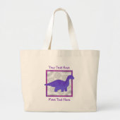 Paars Dino-Tas Grote Tote Bag (Voorkant)