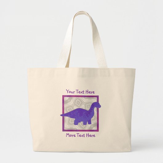 Paars Dino-Tas Grote Tote Bag (Voorkant)