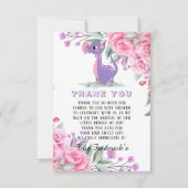Paars Dinosaur Girl Baby shower Bedankt voor je ka (Voorkant)
