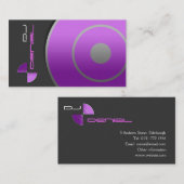 Paars DJ-Visitekaartje met groot record Visitekaartje (Voorkant / Achterkant)
