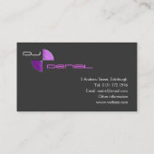 Paars DJ-Visitekaartje met groot record Visitekaartje (Achterkant)