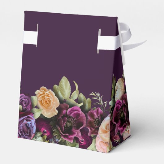 Paars donker Moody Elegant Floral Weddenschap Dank Bedankdoosjes (Achterkant)