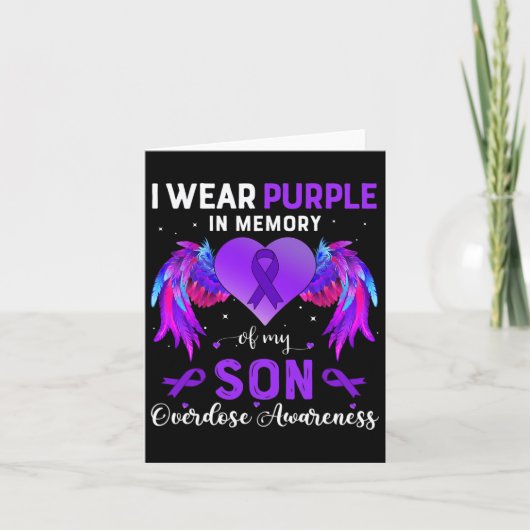 Paars dragen ter nagedachtenis aan mijn zoon Overd Kaart (Voorkant)