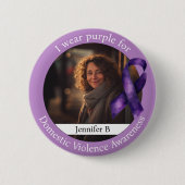 Paars dragen voor bewustwording van huiselijk gewe ronde button 5,7 cm (Voorkant)