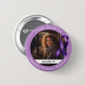 Paars dragen voor bewustwording van huiselijk gewe ronde button 5,7 cm (Voorkant /achterkant)