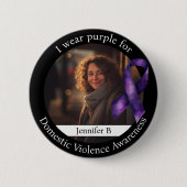 Paars dragen voor bewustwording van huiselijk gewe ronde button 5,7 cm (Voorkant)