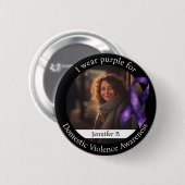 Paars dragen voor bewustwording van huiselijk gewe ronde button 5,7 cm (Voorkant /achterkant)