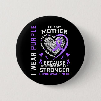 Paars dragen voor mama Lupus Awareness Lint Hart Ronde Button 5,7 Cm
