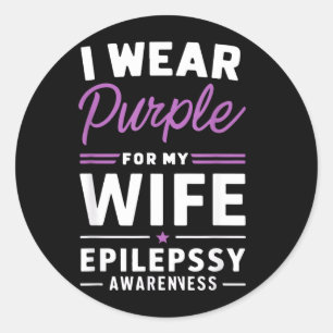Paars dragen voor Wife Warriors Epilepsiebewustzij Ronde Sticker