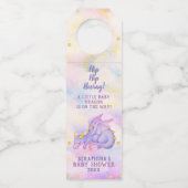 Paars dragon Baby shower flesjes Labels (Voorkant)