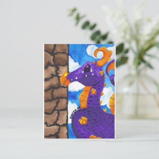 Paars dragon Briefkaart (Staand voorkant)