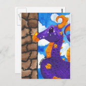 Paars dragon Briefkaart (Voorkant / Achterkant)
