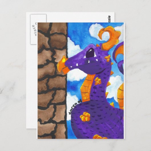 Paars dragon Briefkaart (Voorkant / Achterkant)