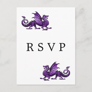 Paars dragon Wedding RSVP Briefkaart