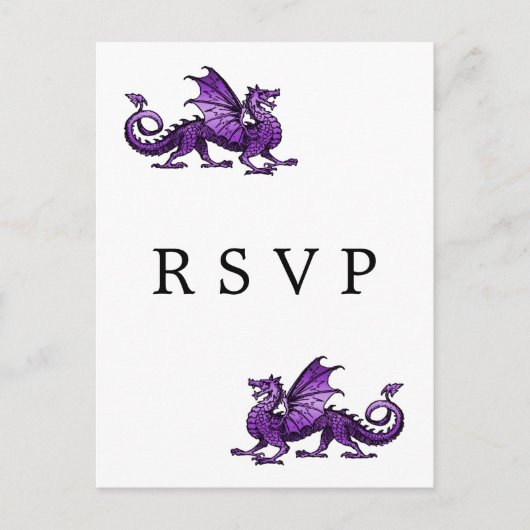 Paars dragon Wedding RSVP Briefkaart (Voorkant)