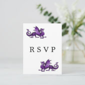 Paars dragon Wedding RSVP Briefkaart (Staand voorkant)