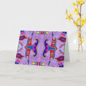 Paars dragon Wenskaart Kaart (Gele Bloem)