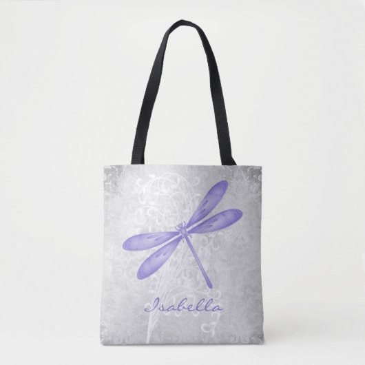 Paars Dragonfly Gepersonaliseerd Tas (Voorkant)