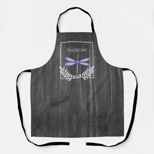 Paars Dragonfly Rustic Gepersonaliseerd Schort (Voorkant)