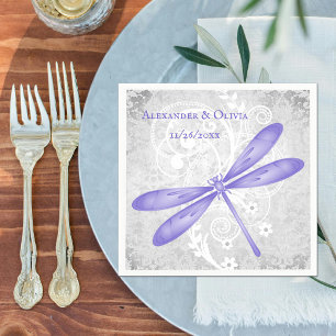 Paars Dragonfly Vrijgezellenfeest Napkin Servet