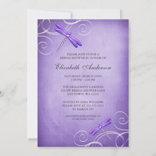 Paars Dragonfly zwaait Vrijgezellenfeest Kaart (Voorkant)