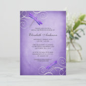 Paars Dragonfly zwaait Vrijgezellenfeest Kaart (Staand voorkant)