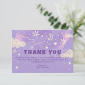 Paars Dream Baby shower Dank u Bedankkaart (Staand voorkant)