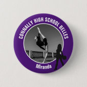 Paars Drill Team Foto Hoge School Danser Ronde Button 5,7 Cm (Voorkant)