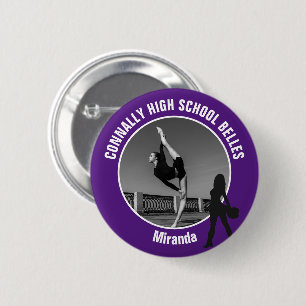 Paars Drill Team Foto Hoge School Danser Ronde Button 5,7 Cm