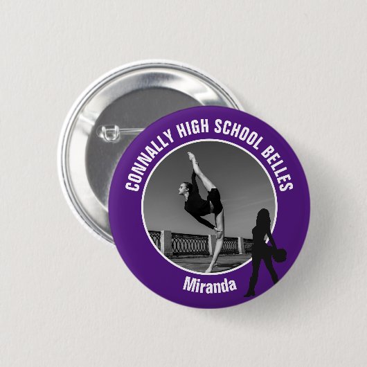 Paars Drill Team Foto Hoge School Danser Ronde Button 5,7 Cm (Voorkant /achterkant)