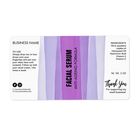 Paars Dropper Fles Etiketten met strippons (Voorkant)