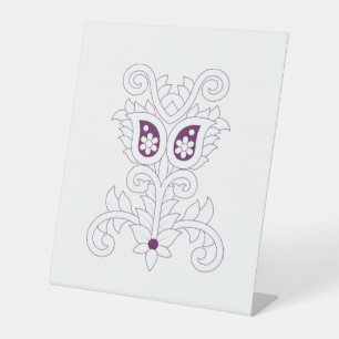 Paars, druiven, honingbloem, decoratief reclamebord met voetstuk