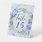 Paars Dusty Blue Hyacinth Weddenrolnummer Reclamebord Met Voetstuk (Voorkant)