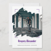 Paars Edgy Abstract Afstuderen van de Foto van de Kaart (Voorkant)