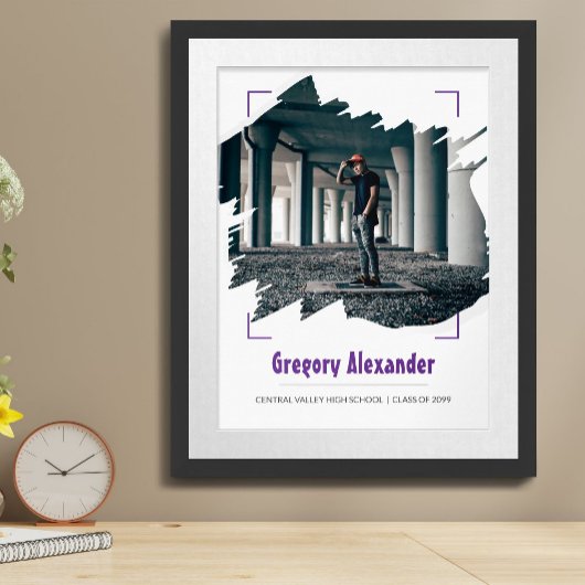 Paars Edgy Abstract Afstuderen van de Foto van de Poster