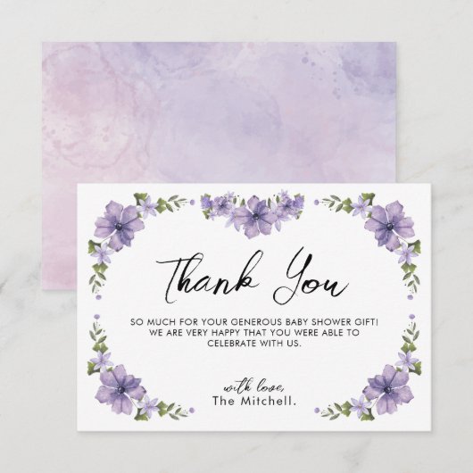 Paars een beetje wilde bloem is onderweg, bedankt (Voorkant / Achterkant)