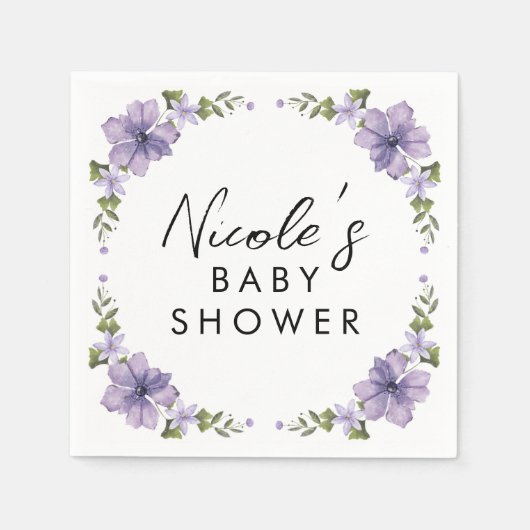 Paars een beetje wilde bloem is onderweg het scrip servet (Voorkant)