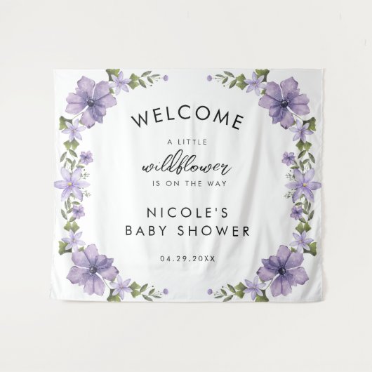 Paars een beetje wilde bloem is onderweg het scrip wandkleed (Voorkant (horizontaal))