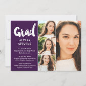 Paars eenvoudig Afstudeerder script 4 foto's afstu Kaart (Voorkant)