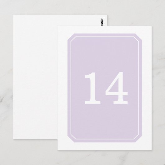 Paars eenvoudig elegant Briefkaart van het Aantal (Voorkant / Achterkant)