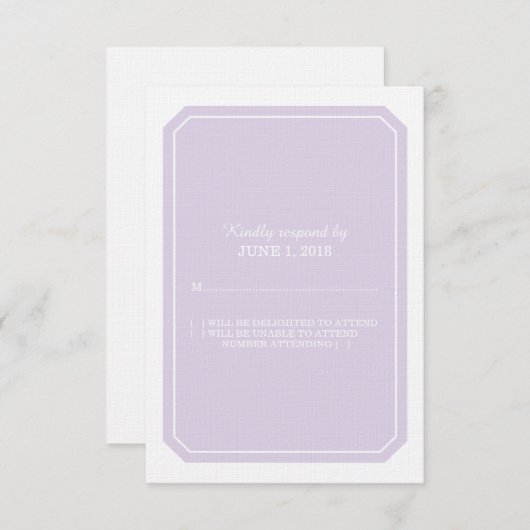 Paars Eenvoudig Elegant Response Kaart (Voorkant / Achterkant)