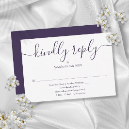 Paars Eenvoudig Elegant Script Trouwen RSVP Kaartje