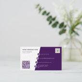 Paars Eenvoudig Formeel QR-code Professioneel Mode Visitekaartje (Staand voorkant)