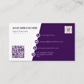 Paars Eenvoudig Formeel QR-code Professioneel Mode Visitekaartje (Voorkant)