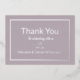 Paars Eenvoudig Minimalistisch Trouw Dankjewel    Folie Uitnodiging