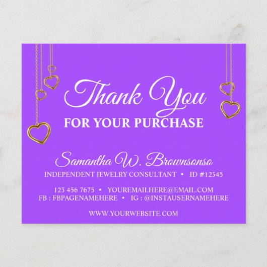 Paars Eenvoudig Schone Heart Gold Hartelijk dank (Voorkant)