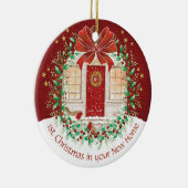 Paar's eerste kerst nieuw startpunt, 2 robots keramisch ornament (Rechts)